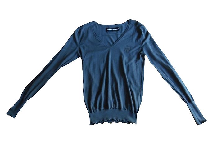 Zadig & Voltaire Grauer Wollpullover mit Totenkopf Motiv L