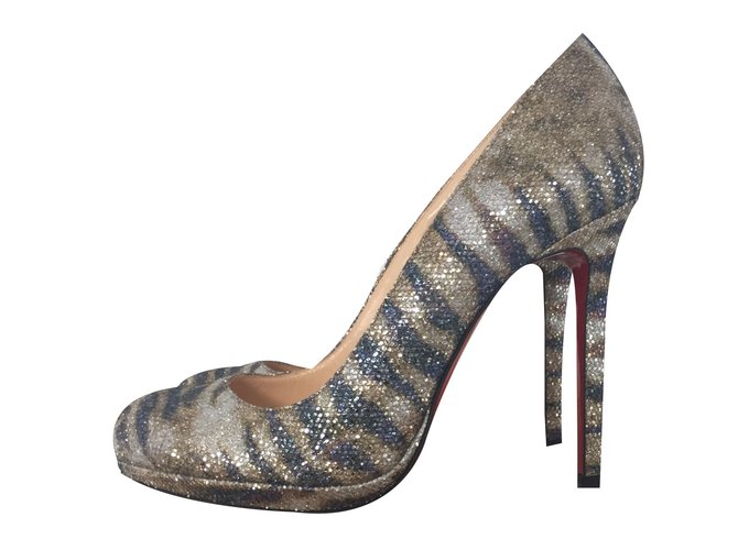 Christian Louboutin Heels Silvery Leather  ref.27220