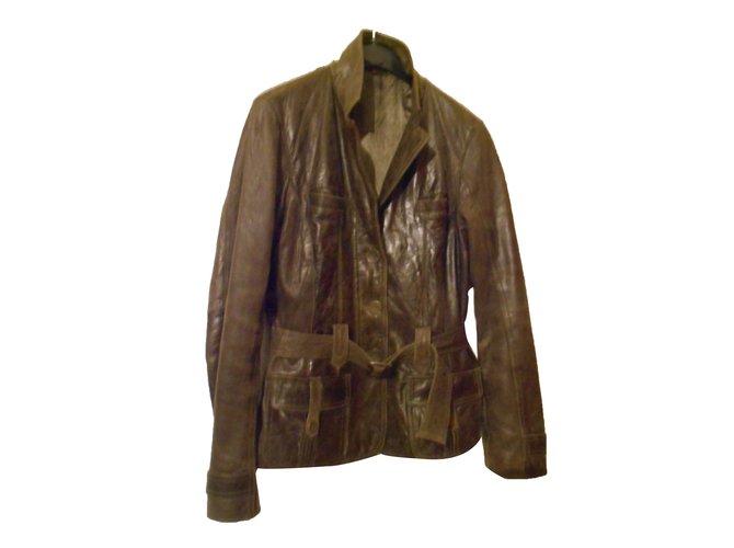 Autre Marque Jacket Khaki Leather  ref.27229
