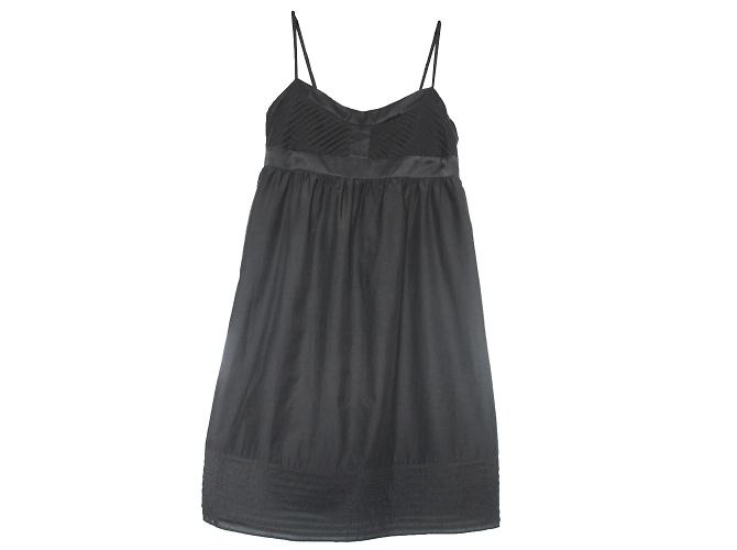 Vestito nero Les Petites in seta e cotone vita impero