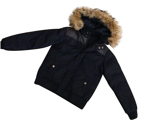 Cappotto blu Teddy Smith per bambino in poliammide con cappuccio in pelliccia