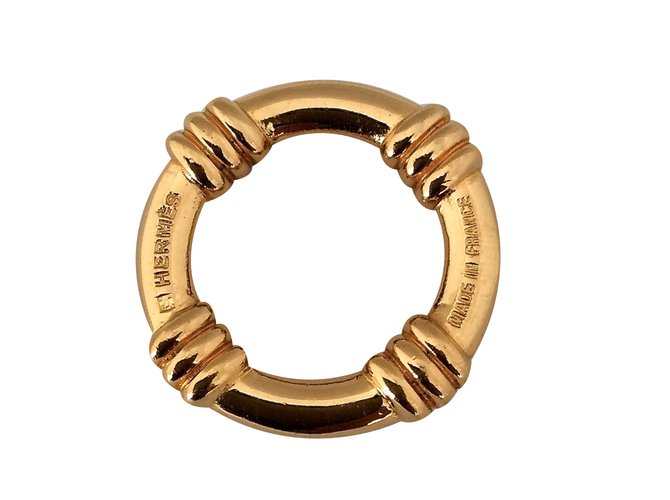 Hermès Lenço de anel Dourado Metal  ref.27334