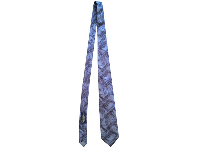 Vivienne Westwood Cravatta di seta grigio bluastro  ref.27403