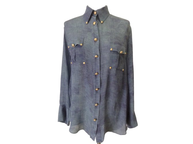 Balmain blusa Azul Seda  ref.27461