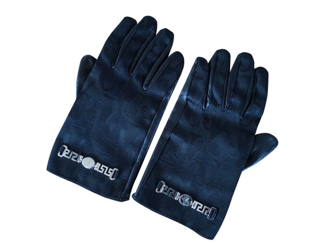 Versace Gloves Black Leather  ref.27513