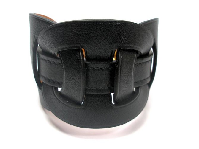 Hermès Bracelet Fétiche Cuir Noir  ref.27542