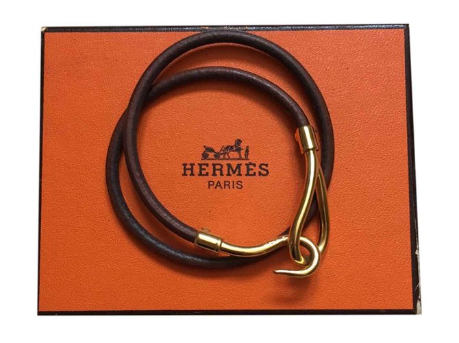 Hermès Pulseira Dourado Couro  ref.27557