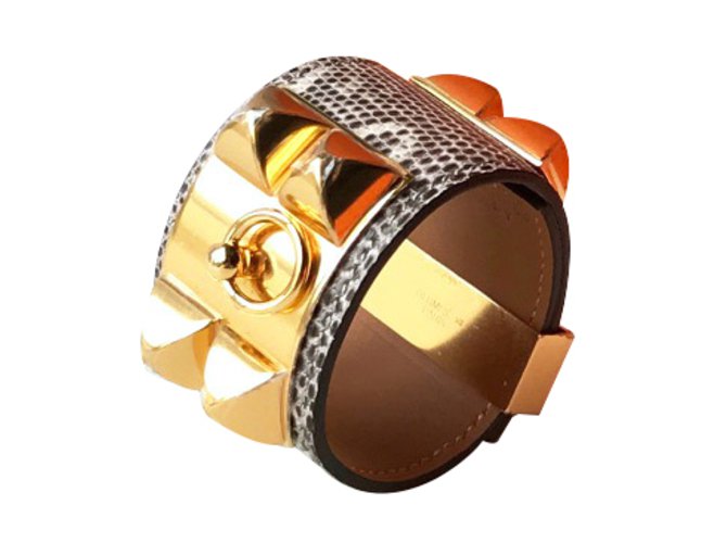 Hermès Bracelet Cuirs exotiques Gris  ref.27647