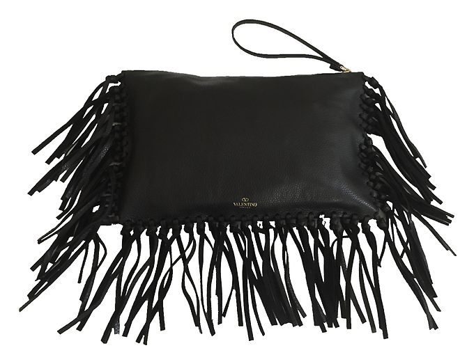 Pochette XL Valentino in pelle nera Nero