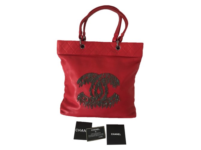 Chanel Handbag Red Leather  ref.27676