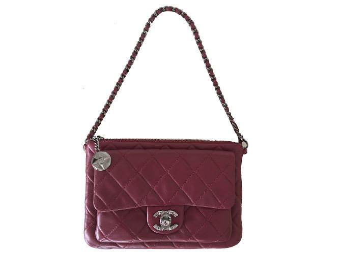 Chanel Timeless Clutch Burgunderrot Lammfell Bordeaux