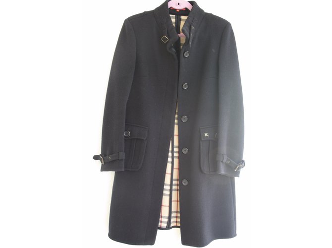 Burberry Coat Black Wool  ref.27751