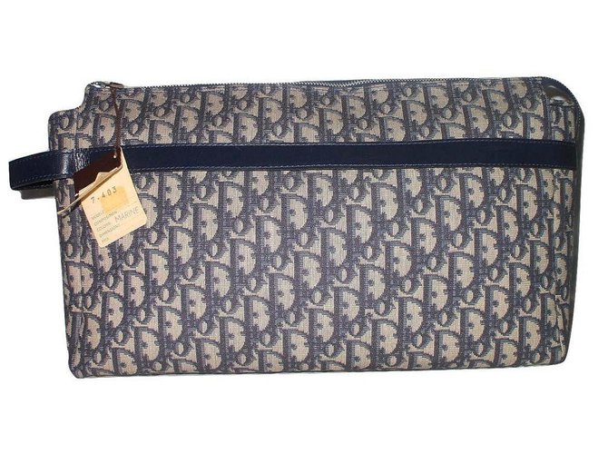 Christian Dior Bolsa vintage Azul Paño  ref.27996