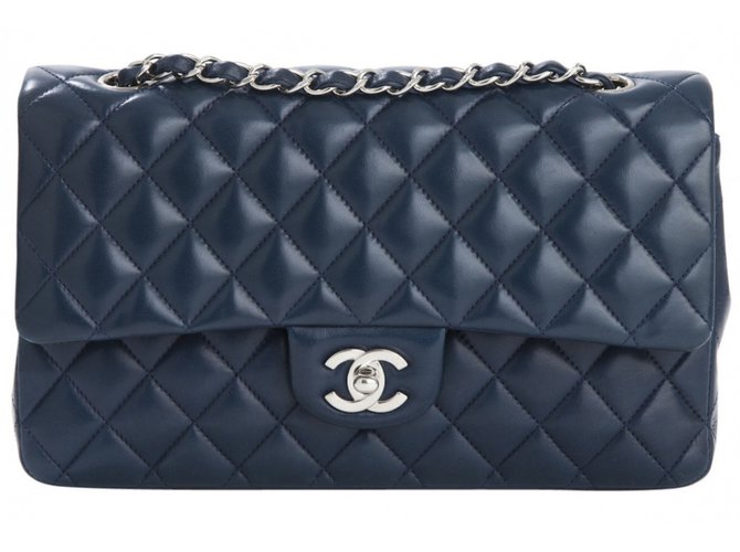 Chanel TIMELESS Azul Couro  ref.28042