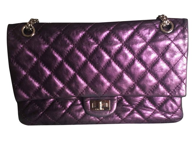 Chanel 2.55 Púrpura Cuero  ref.28068