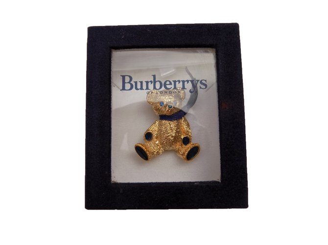 Burberry Broche Azul Dourado Verde Banhado a ouro  ref.28196