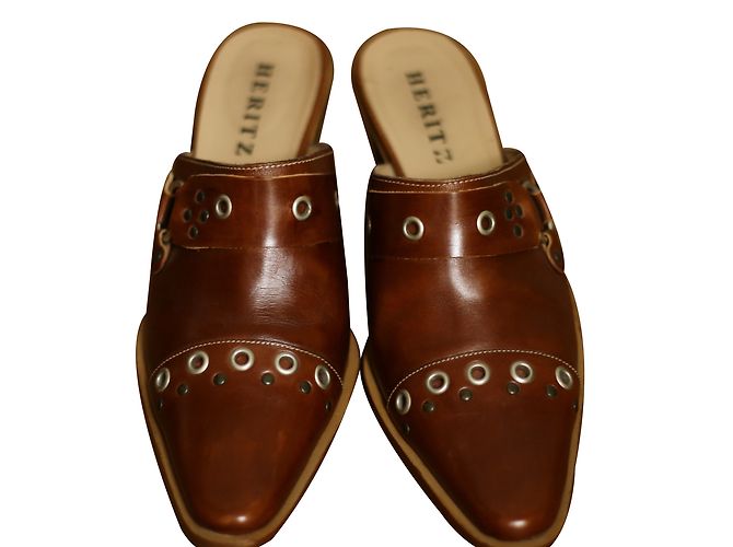 Autre Marque HERITZ Clogs Caramel Leather