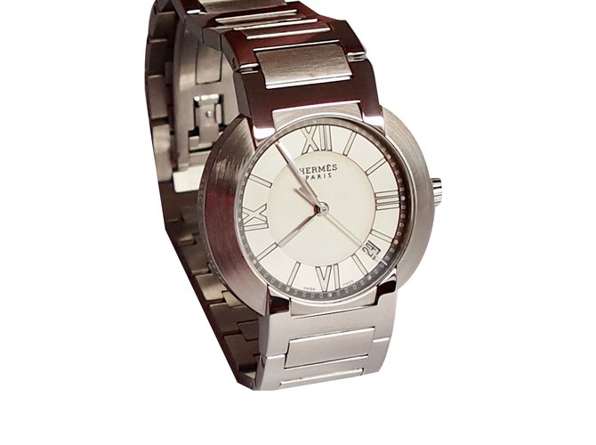 Hermès reloj automatico Plata Acero  ref.28241