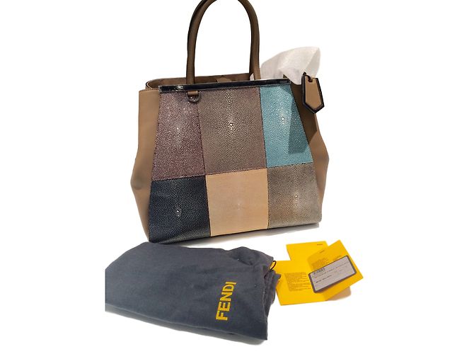 Borsa Fendi 2 jours in stingray taupe Stampa python