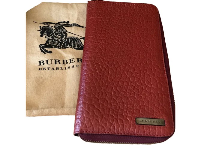 Burberry Wallet Red Leather  ref.28272
