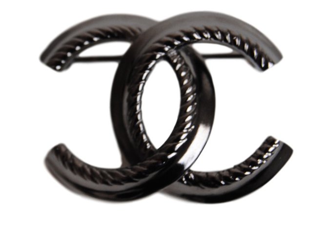 Chanel CC-Brosche Silber Metall  ref.28302