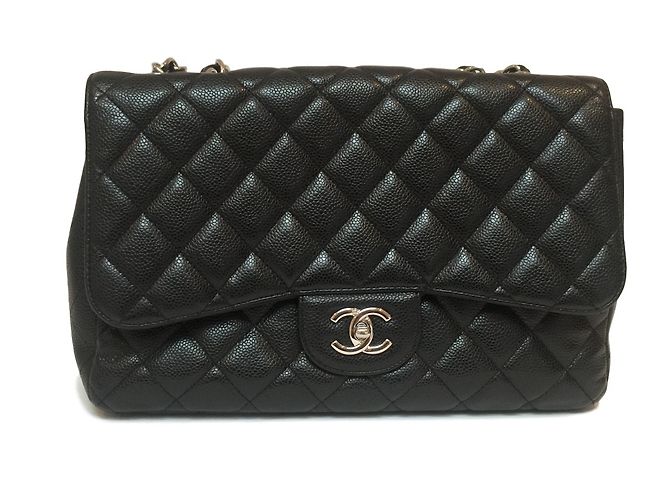 Timeless Chanel Jumbo Classic Caviar Handbag Black