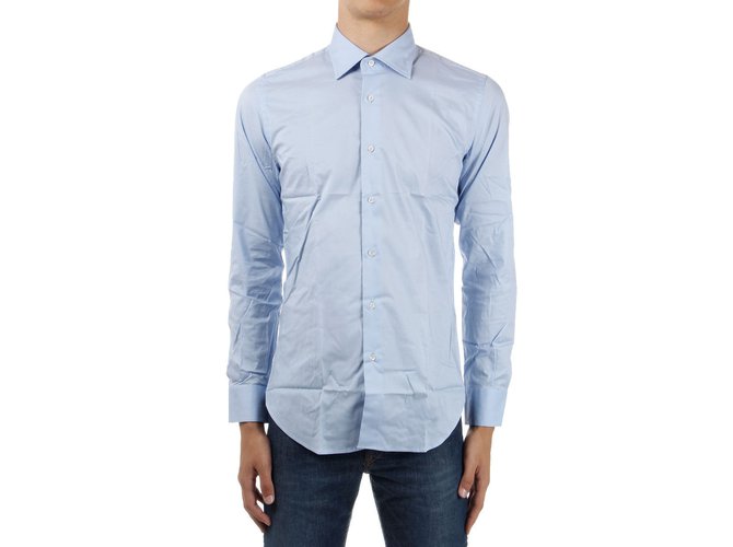 Emanuel Ungaro Ungaro brand new men's light blue stretch shirt Cotton  ref.28465
