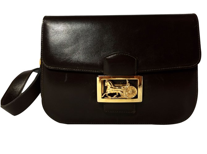 Céline Handbag Brown Leather  ref.28474
