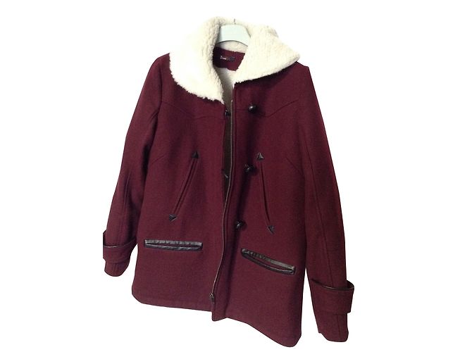 Autre Marque Abrigo de lana 2 Two Rojo Oscuro Burdeos