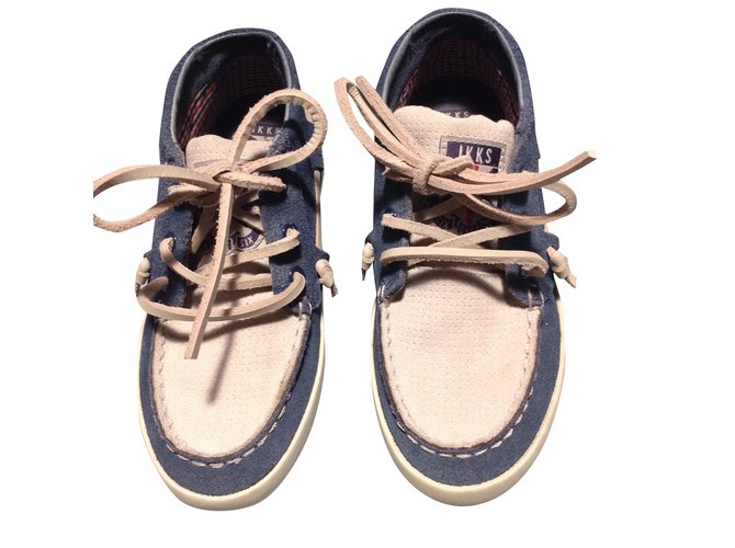 Ikks Lace up White Blue Leather  ref.28594