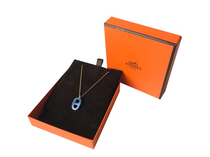 Hermès Iliade necklace with pendant Blue Metal  ref.28609