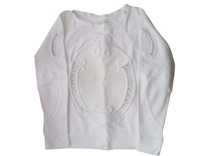 Zara Embroidered sweatshirt White Cotton  ref.28612