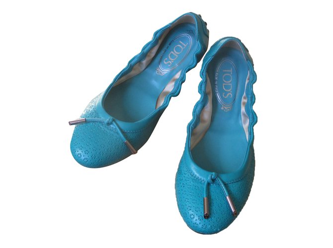 Tod's Ballet flats Blue Leather  ref.28620