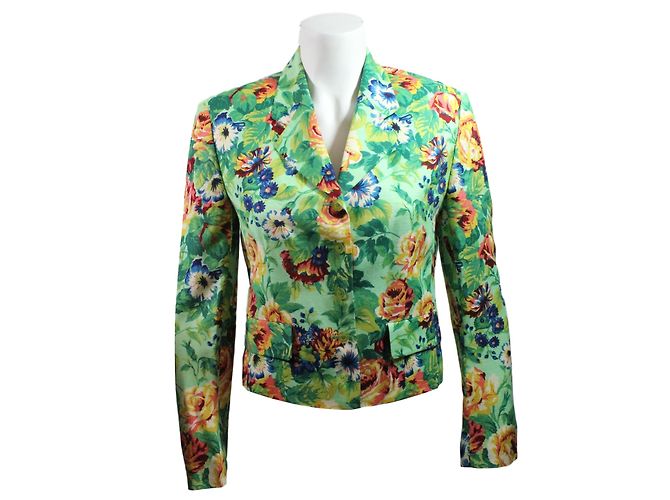 Kenzo Jungle Floral Pattern Jacket Viscose Linen 40 Multiple colors