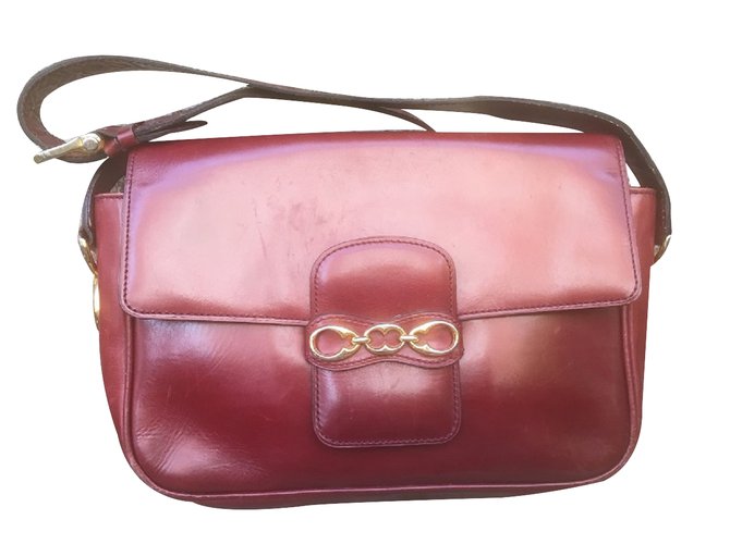 Céline Handbag Dark red Leather  ref.28664