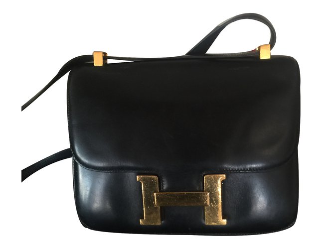 Constance Hermès Handbag Black Leather  ref.28787
