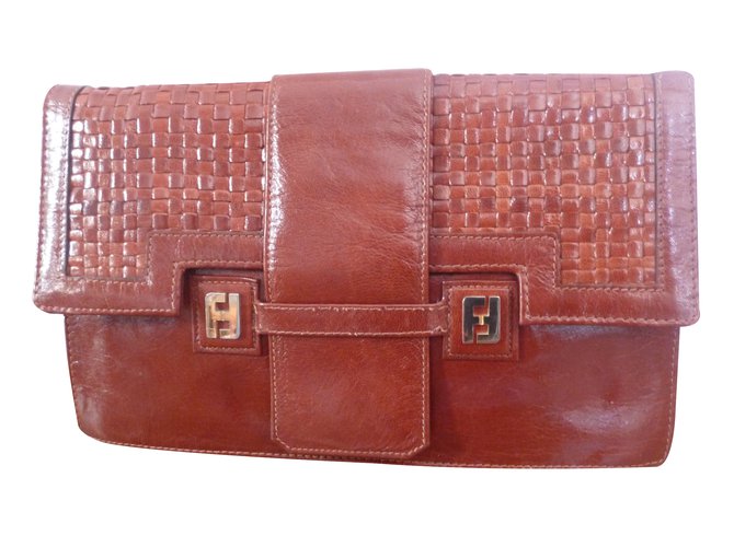 Fendi Clutch bag Brown Leather  ref.28882