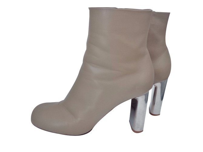 Iconic Céline Bam Bam booties Beige Leather  ref.28956