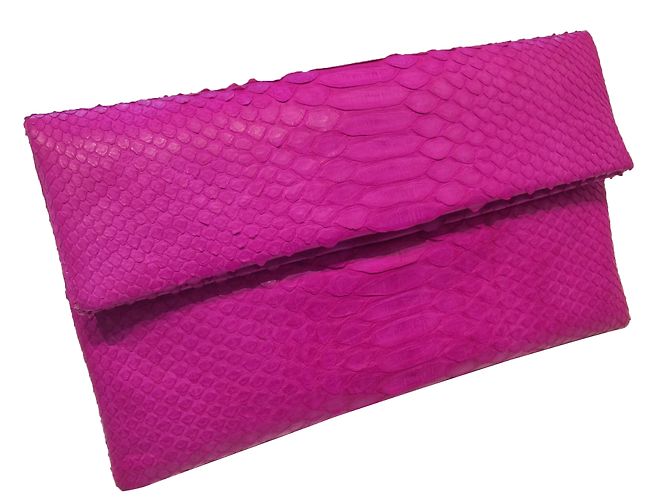Autre Marque Pink Snakeskin Clutch Bag
