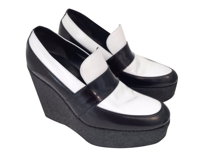 celine black and white loafers