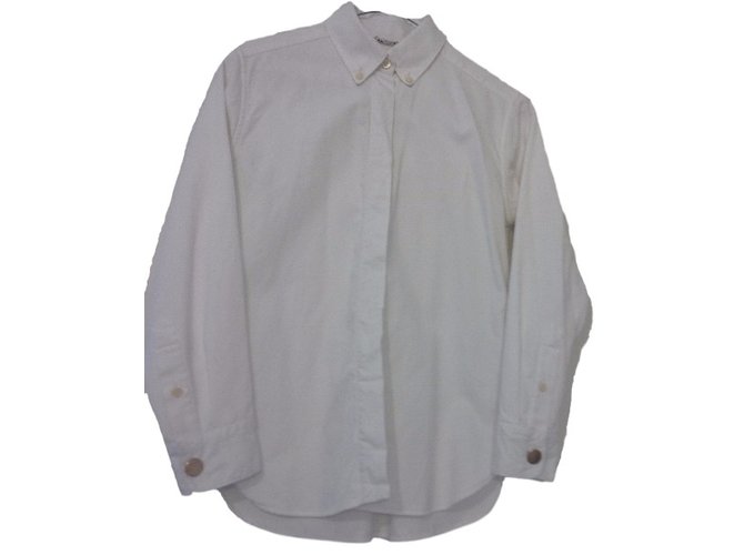 Céline Camisa branca refinada com abotoaduras douradas Branco Algodão  ref.29002