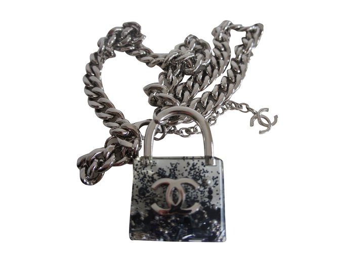 Chanel Lange Halskette Silber Stahl  ref.29020