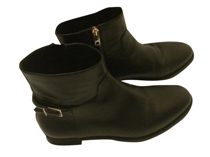 Burberry Ankle Boots Black Leather  ref.29042