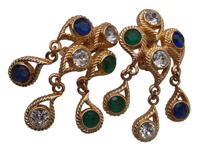 Dior Clips pendantes "chandelier" Plaqué or Multicolore  ref.29225