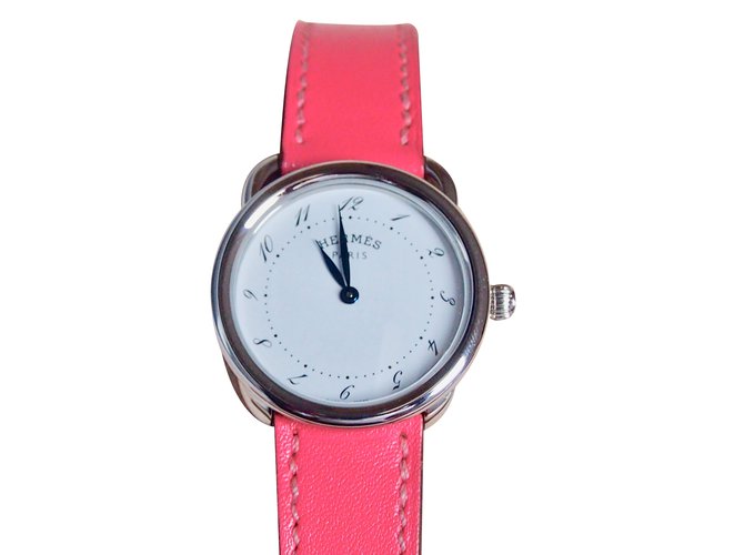 Hermès orologio Rosa Pelle  ref.29231