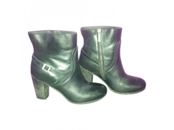 Ikks Ankle Boots Black Leather  ref.29295