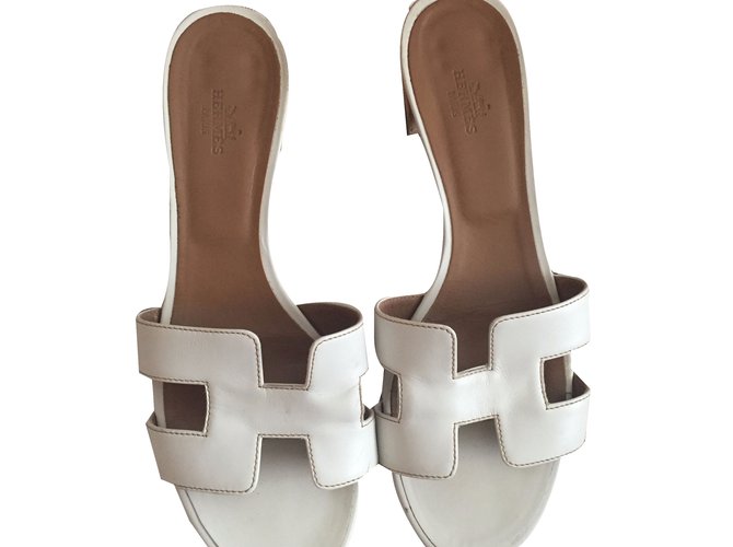 Hermès Hermes Oasis Sandals White Leather  ref.29328