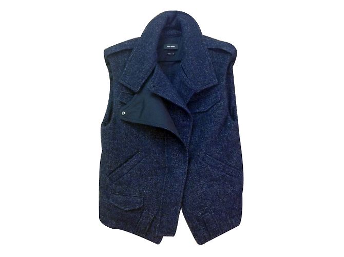 Isabel Marant Estelle Tweed Wollweste Mitternachtsblau