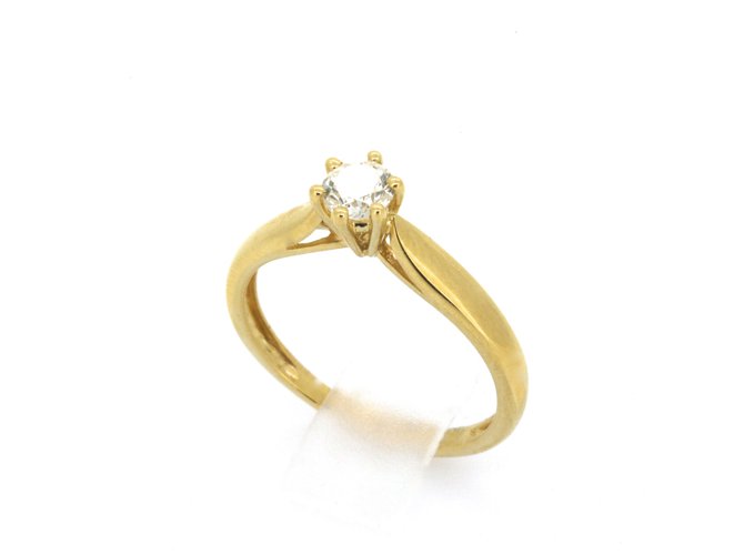 Autre Marque Bague solitaire en or jaune 18k diamant taille Brillant 0,30 ct H-SI Doré  ref.29431