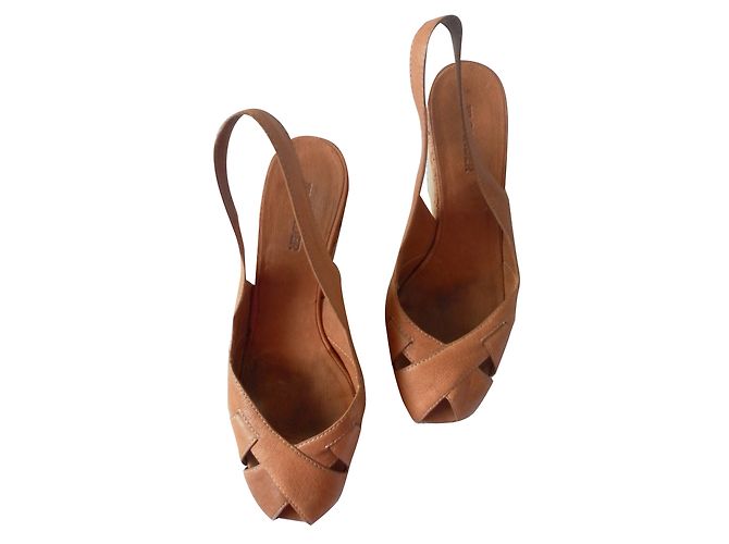 Keilabsatz Sandalen Jil Sander Leder Senfgelb 38 IT